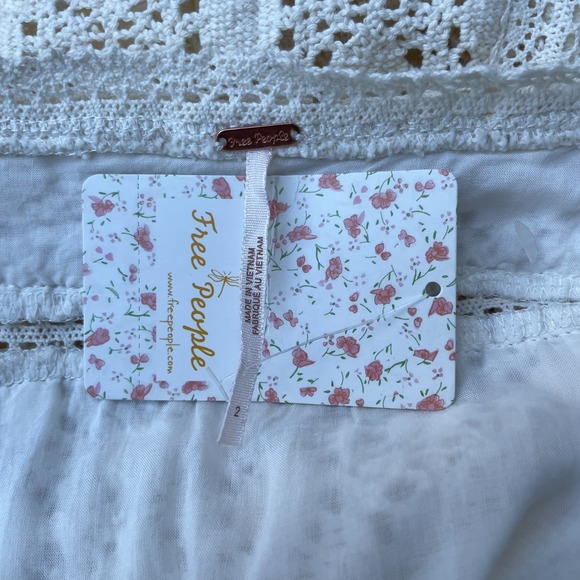 Free People  Size 2 Cross My Heart Crochet Mini Dress Lace Ecru Sleeveless‎ NWT - Picture 10 of 10